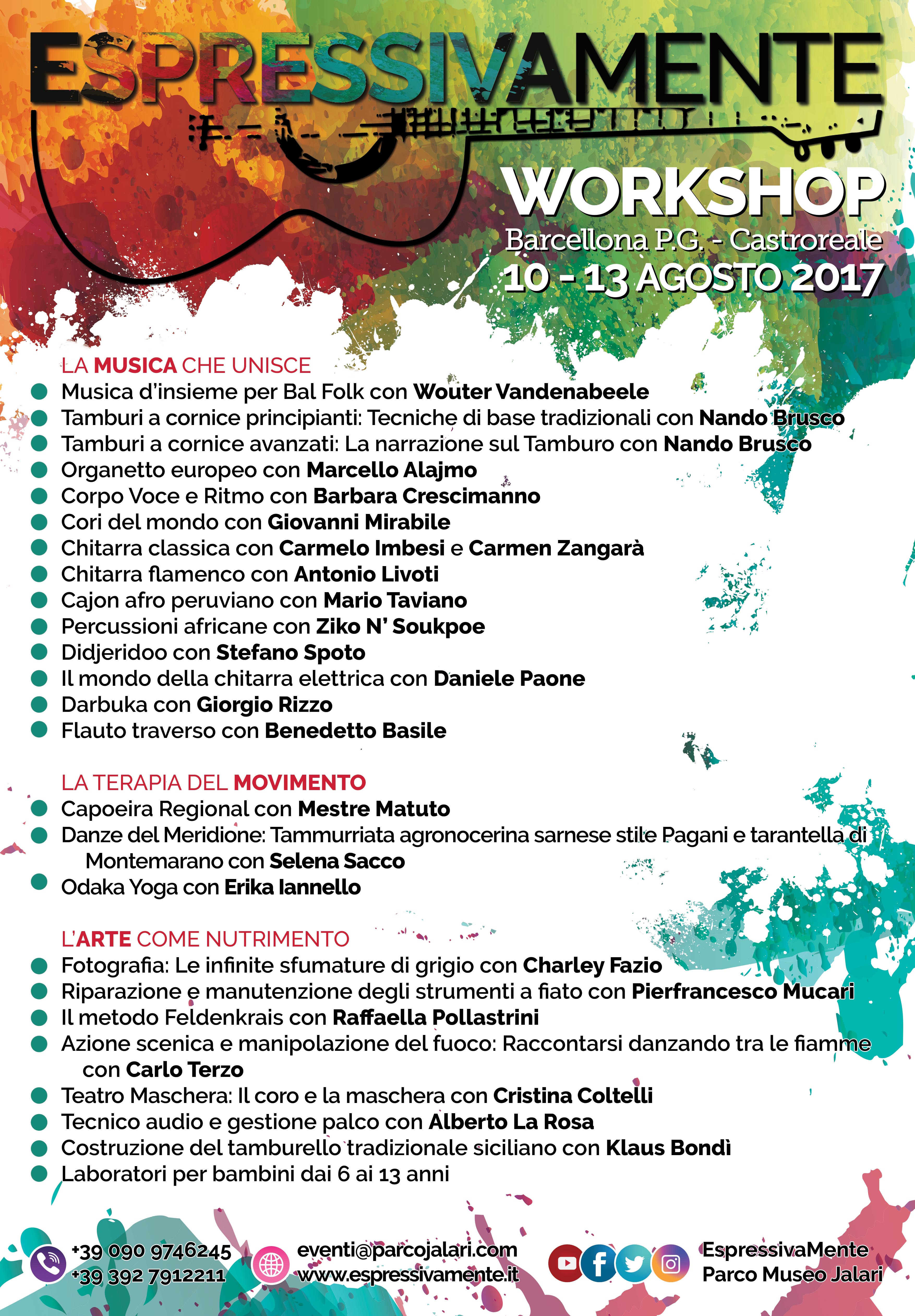 EspressivaMente Festival 2017 dal 10 al 13 agosto Parco Museo Jalari Barcellona Pozzo di Gotto Sicilia